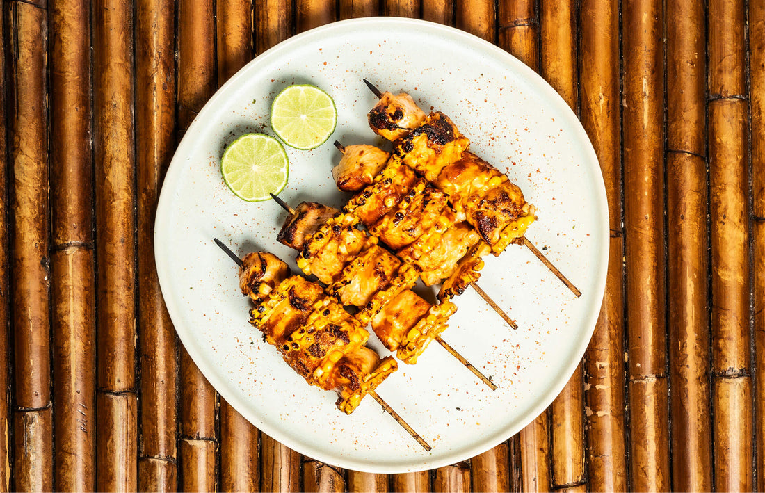 Chicken Skewers made with Marta's Roasted Tomato Salsa