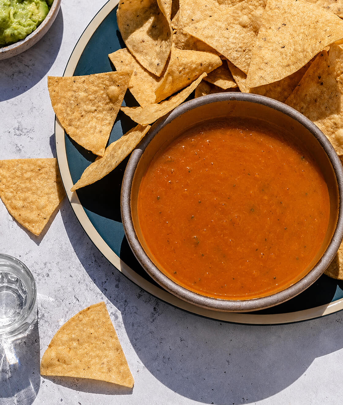 Marta's Cocina Roasted Tomato Salsa served with chips